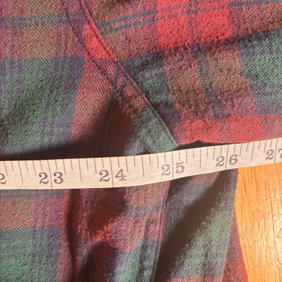 L.L. Bean Green Red Plaid Check Long Sleeve Pocket Button Down Shirt Size XL - Picture 7 of 8